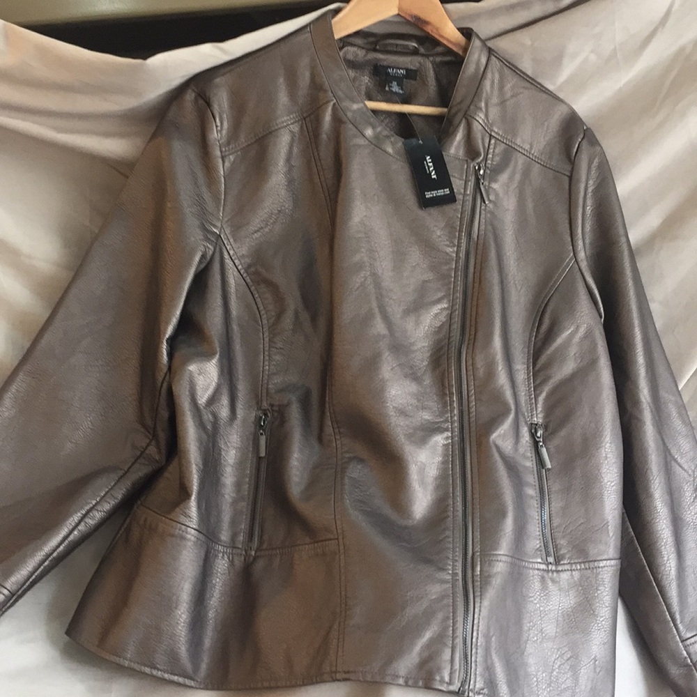 Faux leather motorcycle jacket